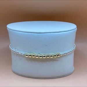 14K Gold Filled with Silver Bead Bracelet; Non tarnish, water & sweat proof.